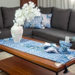 Snow Fall Double-Sided Table Runner with Red Plaid and Solid Color