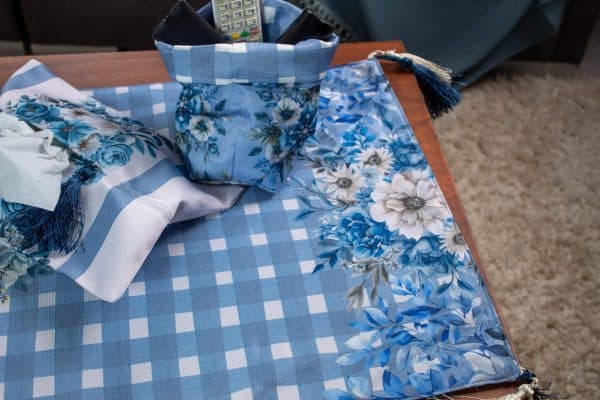 Twinkle Double-Sided Table Runner with Blue Floral Design