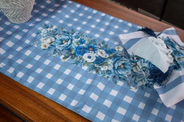 Twinkle Double-Sided Table Runner with Blue Floral Design