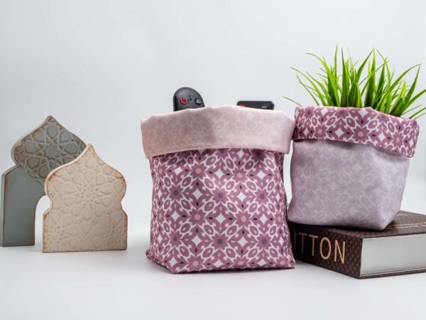 Storage box set with floral patterns from the 'روبا' collection for Ramadan decor.