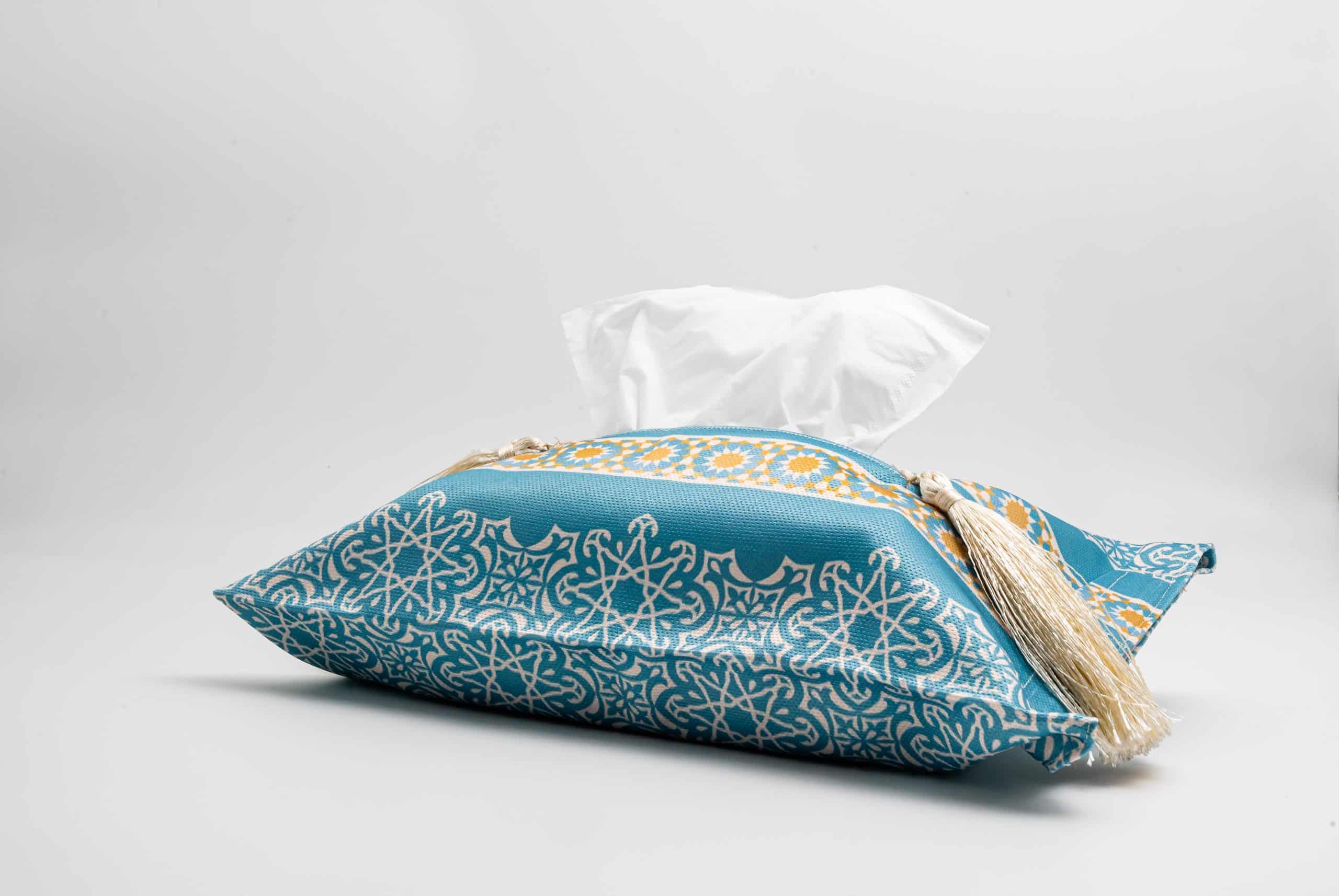 Ramadan Decorative Tissue Box Cover – "نقوش" Collection 4 Decorative tissue box cover from the 'نقوش' collection with geometric patterns.