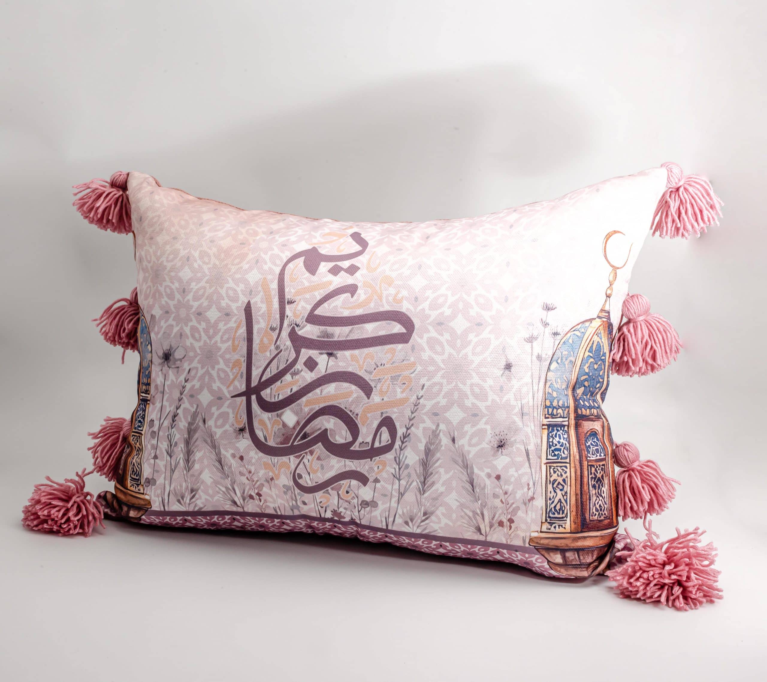 Ramadan Decorative Cushions with Floral Patterns – "روبا" Collection 10 Floral Ramadan decorative cushions with tassels from the 'روبا' collection.