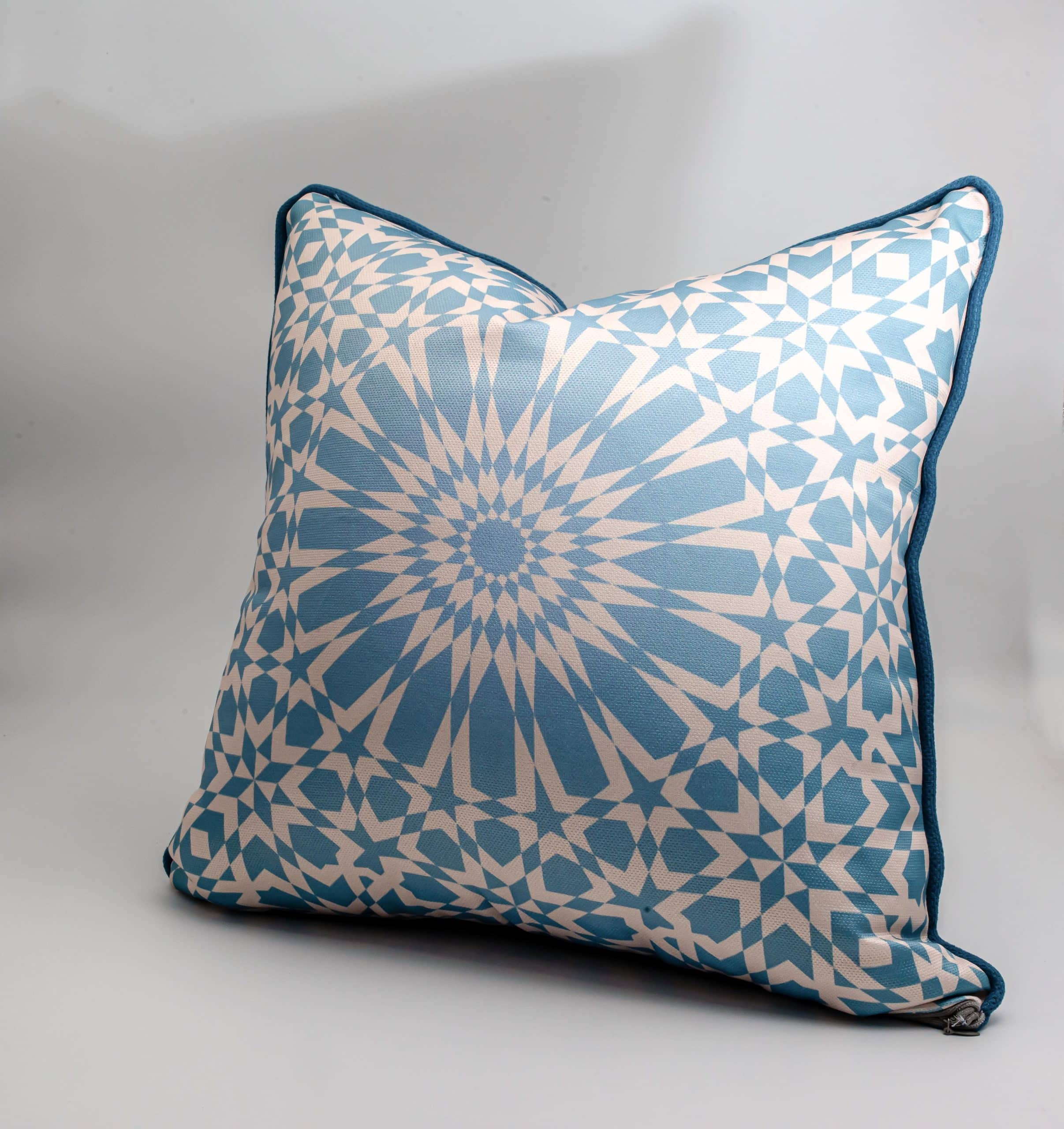 Ramadan Decorative Cushions with Geometric Patterns – "نقوش" Collection 8 Ramadan cushions from the 'نقوش' collection with geometric patterns and Arabic calligraphy.