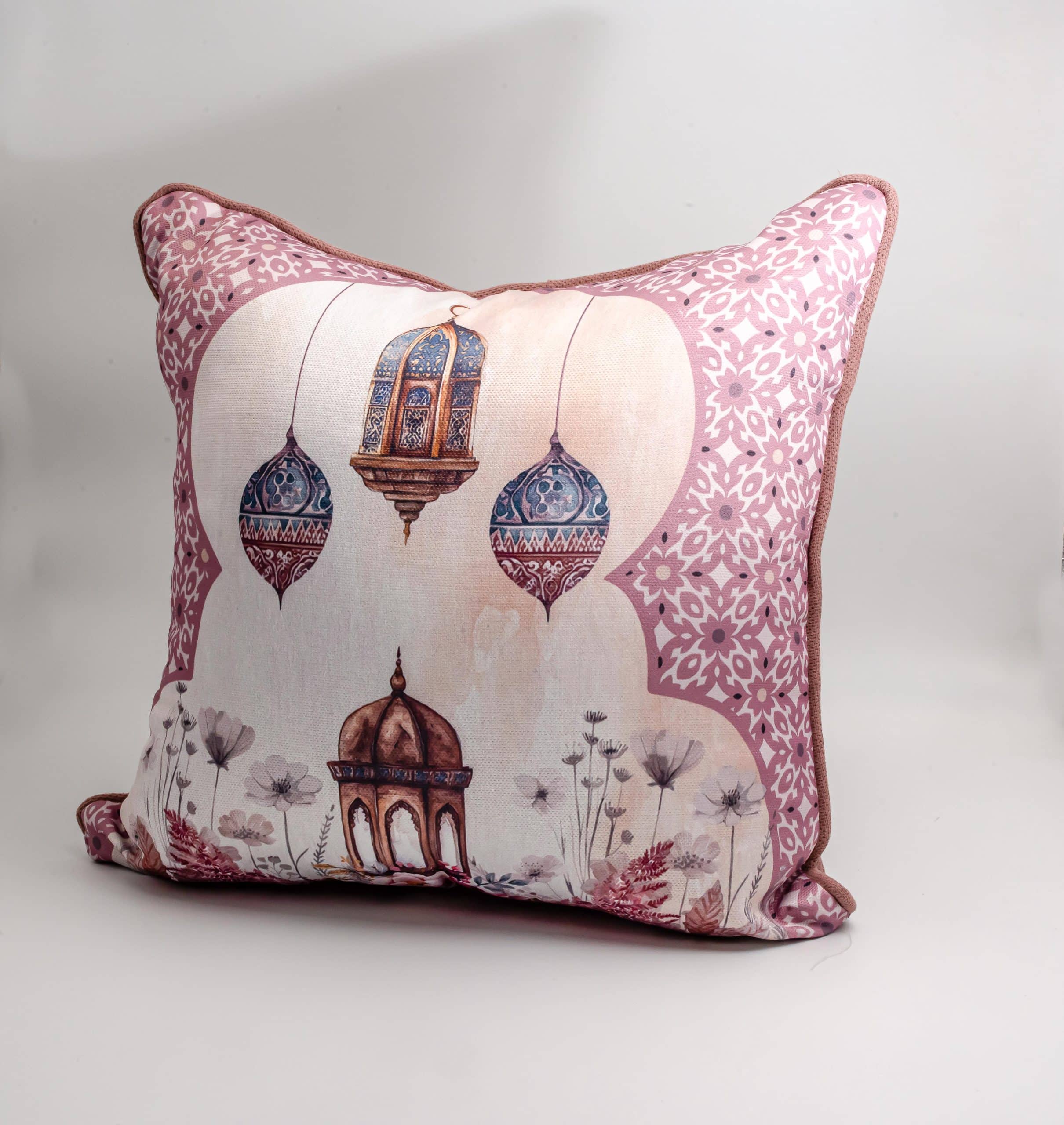 Ramadan Decorative Cushions with Floral Patterns – "روبا" Collection 9 Floral Ramadan decorative cushions with tassels from the 'روبا' collection.