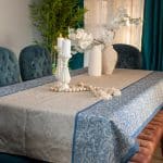 Zelal Water-Resistant Tablecloth | Elegant Blue Patterns