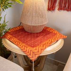 Zahabia Side Table Cover with Intricate Golden Patterns