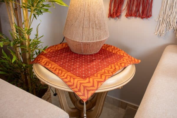 Zahabia Side Table Cover with Intricate Golden Patterns