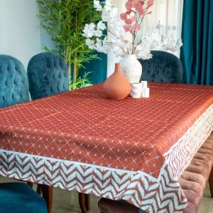 Zahabia Water-Resistant Dining Tablecloth with Vibrant Golden Patterns