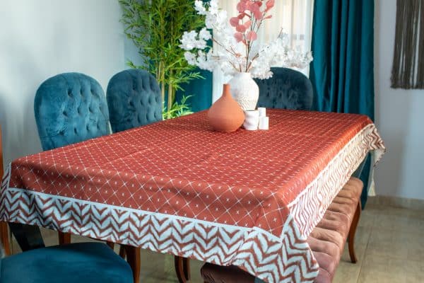 Zahabia Water-Resistant Dining Tablecloth with Vibrant Golden Patterns