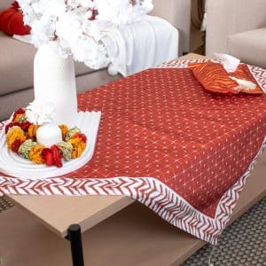 Zahabia Square Tablecloth with Elegant Golden Floral Patterns