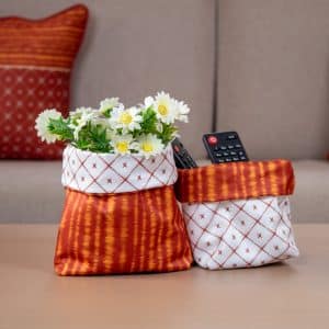 Zahabia Fabric Storage Boxes with Intricate Golden Patterns