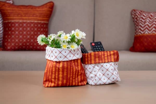 Zahabia Fabric Storage Boxes with Intricate Golden Patterns