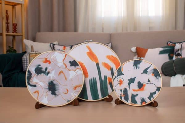 Rafif Hoop Wall Art Set with Abstract Designs for Modern Wall Décor.