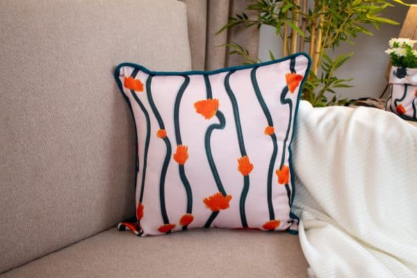 Rafif Square Cushion Cover with Abstract Patterns for Modern Living Rooms and Sofas.