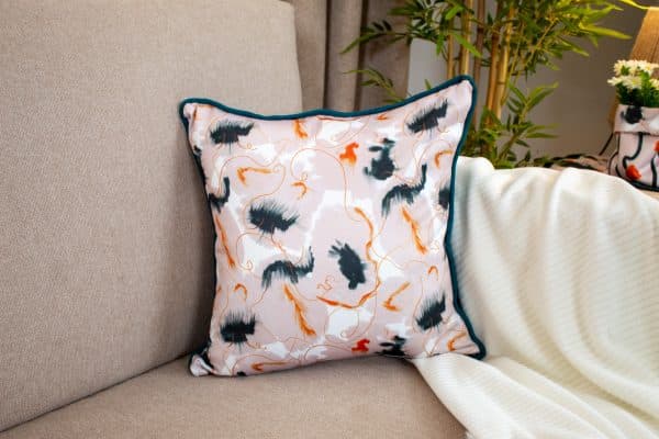 Rafif Square Cushion Cover with Abstract Patterns for Modern Living Rooms and Sofas.