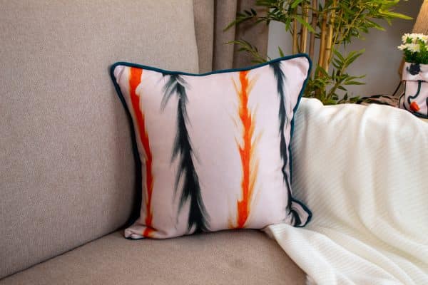 Rafif Square Cushion Cover with Abstract Patterns for Modern Living Rooms and Sofas.