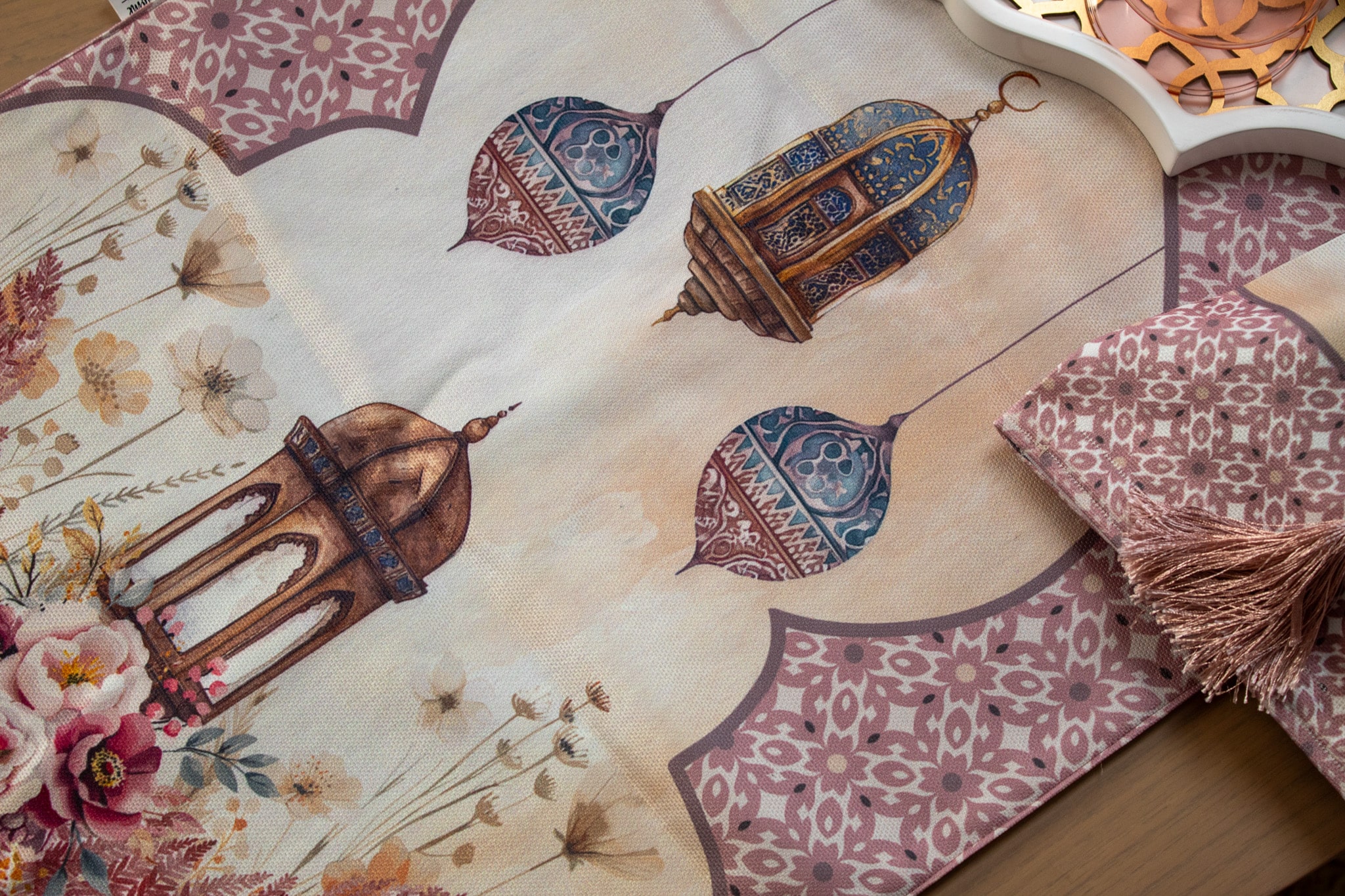 Double-Sided Ramadan Table Runner with Floral Patterns – "روبا" Collection 7 روبا 06