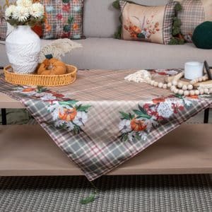 Square Table Cover Abeer Al Khareef Design with Autumn Floral Pattern