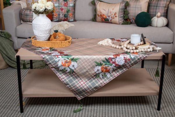 Square Table Cover Abeer Al Khareef Design with Autumn Floral Pattern