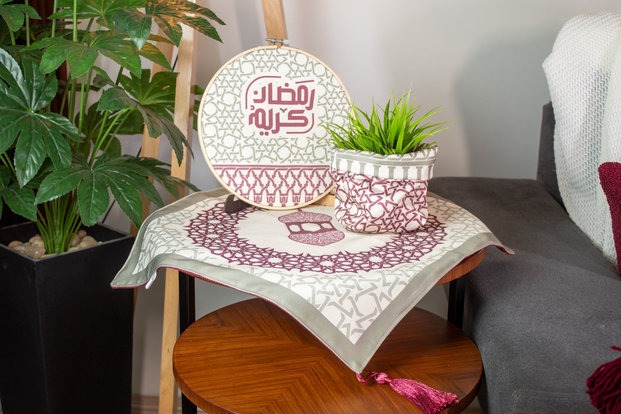 Ramadan Fabric Storage Box Set with Minaret Motifs – "مآذن" Collection 5 Ramadan Fabric Storage Box Set with Minaret Motifs – "مآذن" Collection - Image 2