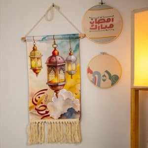 Wall hanging décor with mosque motifs from the 'محراب' collection for Ramadan.