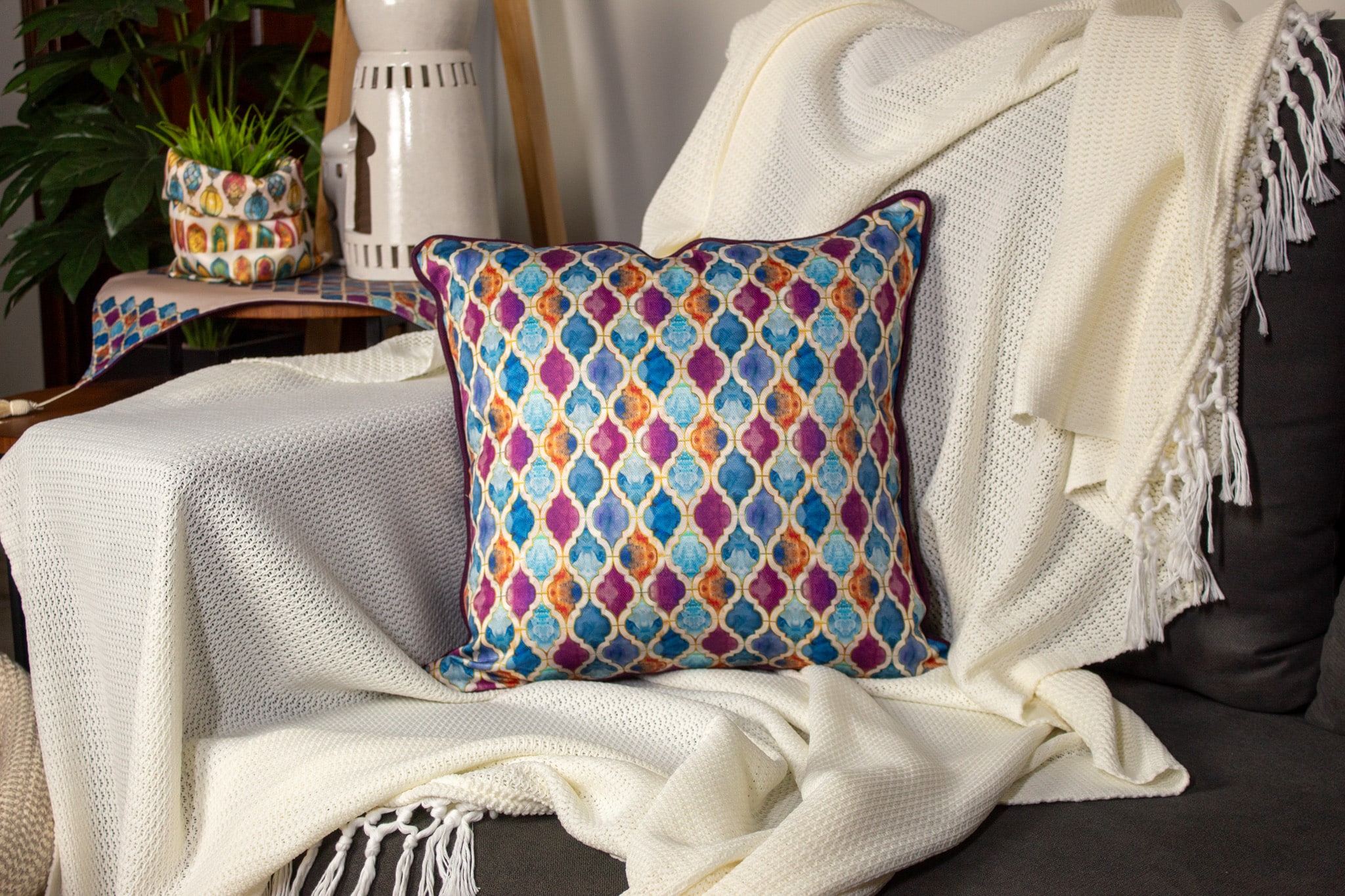 Ramadan Decorative Cushions with Vibrant Abstract Patterns – "طيف" Collection 7 طيف 32