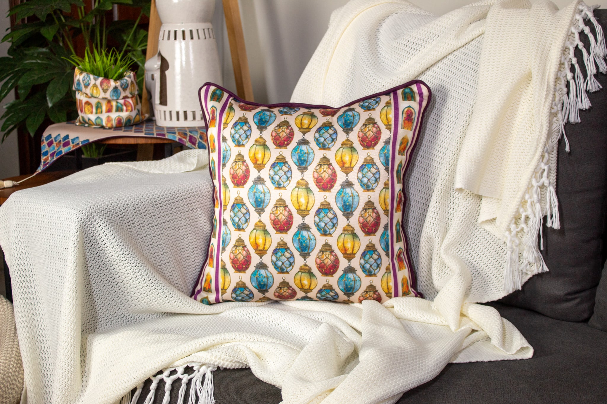Ramadan Decorative Cushions with Vibrant Abstract Patterns – "طيف" Collection 10 طيف 35