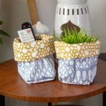 Storage box set with mustard and grey minaret motifs from the 'مآذن' collection.