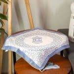 Ramadan Side Table Cover with Mustard and Grey Minaret Motifs – "مآذن" Collection