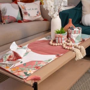 Soft Botanical Table Runner with Tassels – “بهجه” Collection