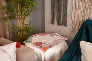 Elegant Side Table Cover with Botanical Accents – “بهجه” Collection 5 Elegant Side Table Cover with Botanical Accents – “بهجه” Collection - Image 2