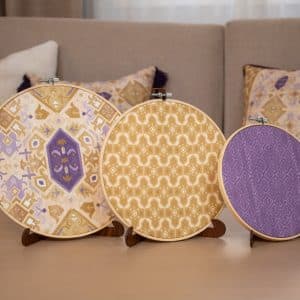 Wooden Embroidery Hoop Set with Botanical Motifs – “كناريا” Collection