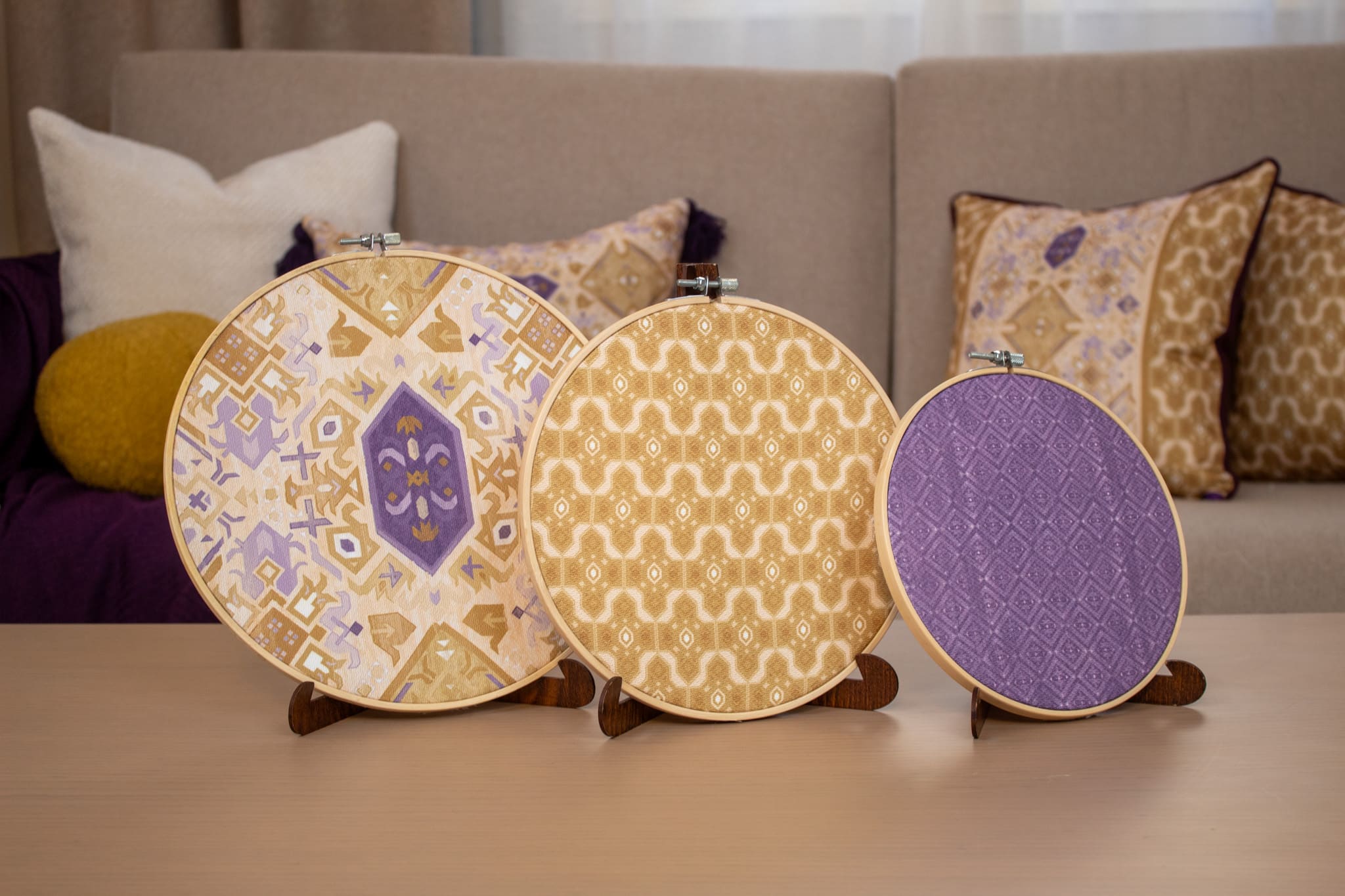 Wooden Embroidery Hoop Set with Botanical Motifs – “كناريا” Collection 4 كناريا 01