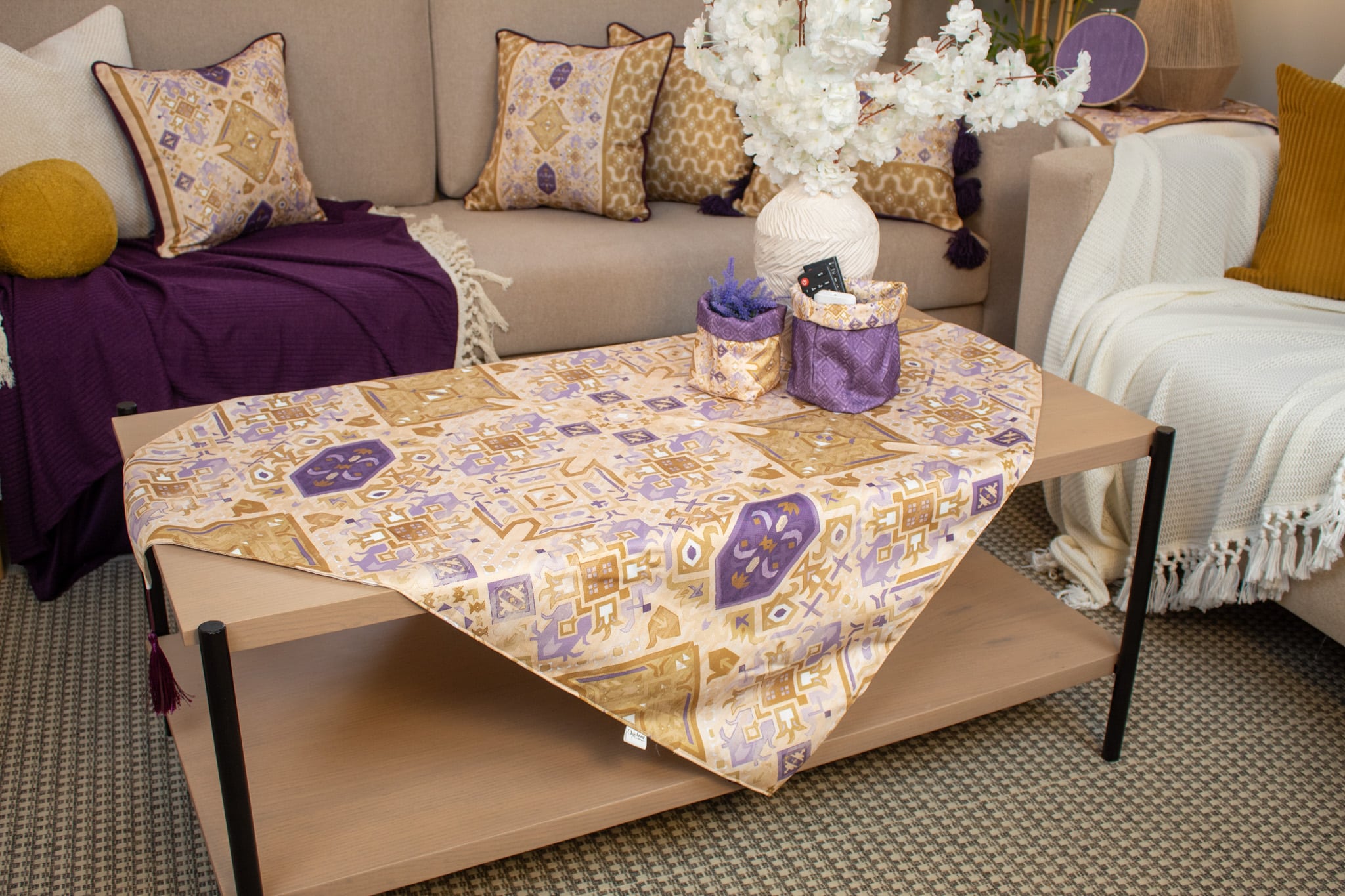 Square Table Cover with Elegant Botanical Prints – “كناريا” Collection (Copy) 4 كناريا 11
