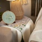 Elegant Side Table Cover with Botanical Accents – “ورد” Collection