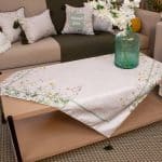 Square Table Cover with Elegant Botanical Prints – “ورد” Collection