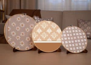 Wooden Embroidery Hoop Set with Botanical Motifs – “وريف” Collection