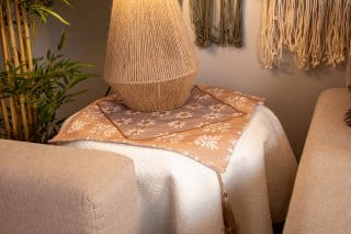 Elegant Side Table Cover with Botanical Accents – “وريف” Collection 6 وريف 11