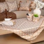 Square Table Cover with Elegant Botanical Prints – “وريف” Collection