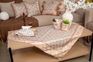 Square Table Cover with Elegant Botanical Prints – “وريف” Collection 4 وريف 12