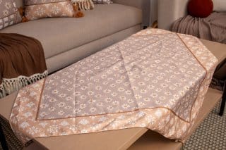 Square Table Cover with Elegant Botanical Prints – “وريف” Collection 6 وريف 15