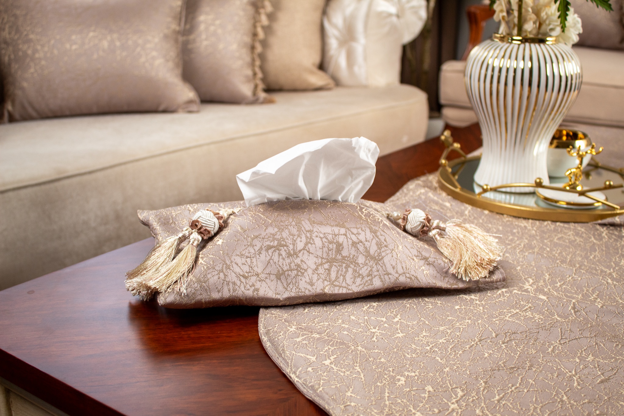 Elegant Tissue Box Cover – Classic "Rose Gold" Collection 4 totch kashmer 10