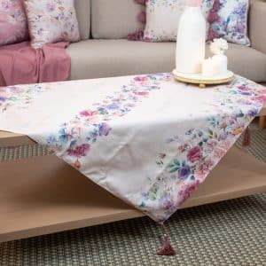 Square Table Cover with Elegant Botanical Prints – “جنان” Collection