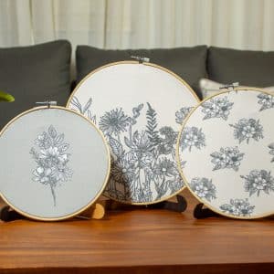 Wooden Embroidery Hoop Set with Botanical Motifs – “جوري” Collection