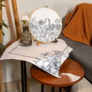 Elegant Side Table Cover with Botanical Accents – “جوري” Collection