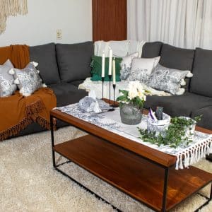 Soft Botanical Table Runner with Tassels – “جوري” Collection