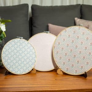 Wooden Embroidery Hoop Set with Botanical Motifs – “راق” Collection