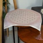 Elegant Side Table Cover with Botanical Accents – “راق” Collection