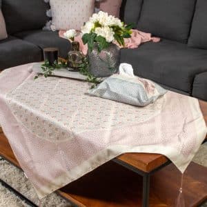 Square Table Cover with Elegant Botanical Prints – “راق” Collection