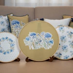 Wooden Embroidery Hoop Set with Botanical Motifs – “فلورا” Collection